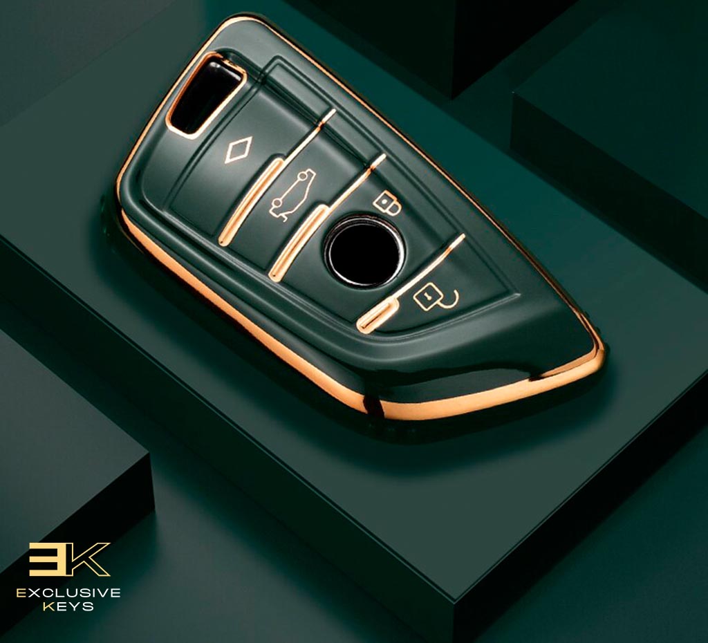 Custodia Chiave Auto TPU Per BMW 3 Pulsanti | Bordo Dorato Per X1 X2 X3 X4 X5 X6 Serie 1 2 5 7 | Nero