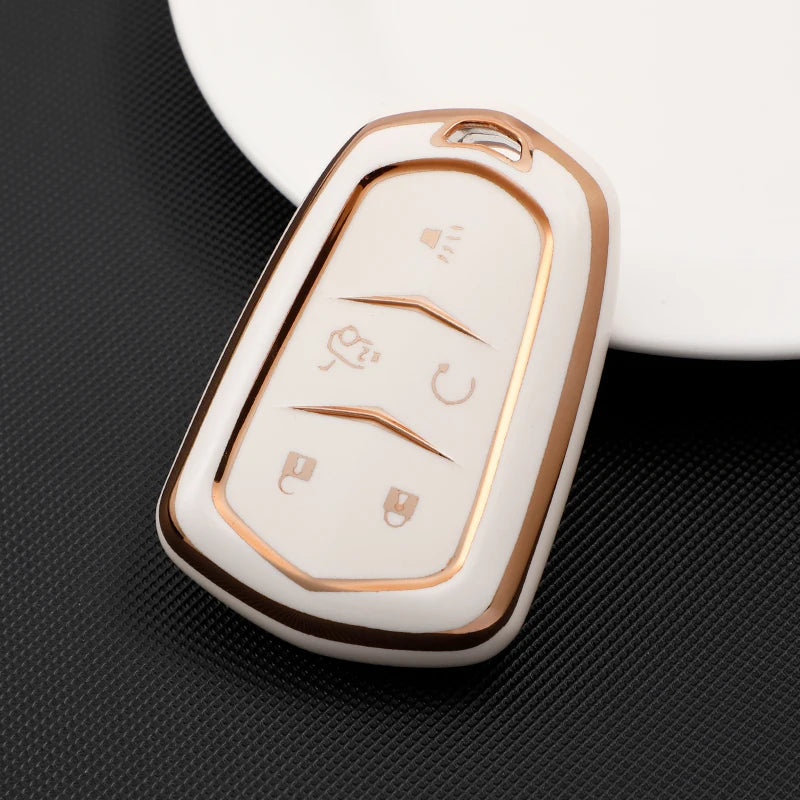 For Cadillac ATS CT6 CTS DTS XT5 Escalade ESV SRX STS XTS ELR 2014 - 2018 TPU Car Smart Key Cover Case Key Fob Bag Keychain