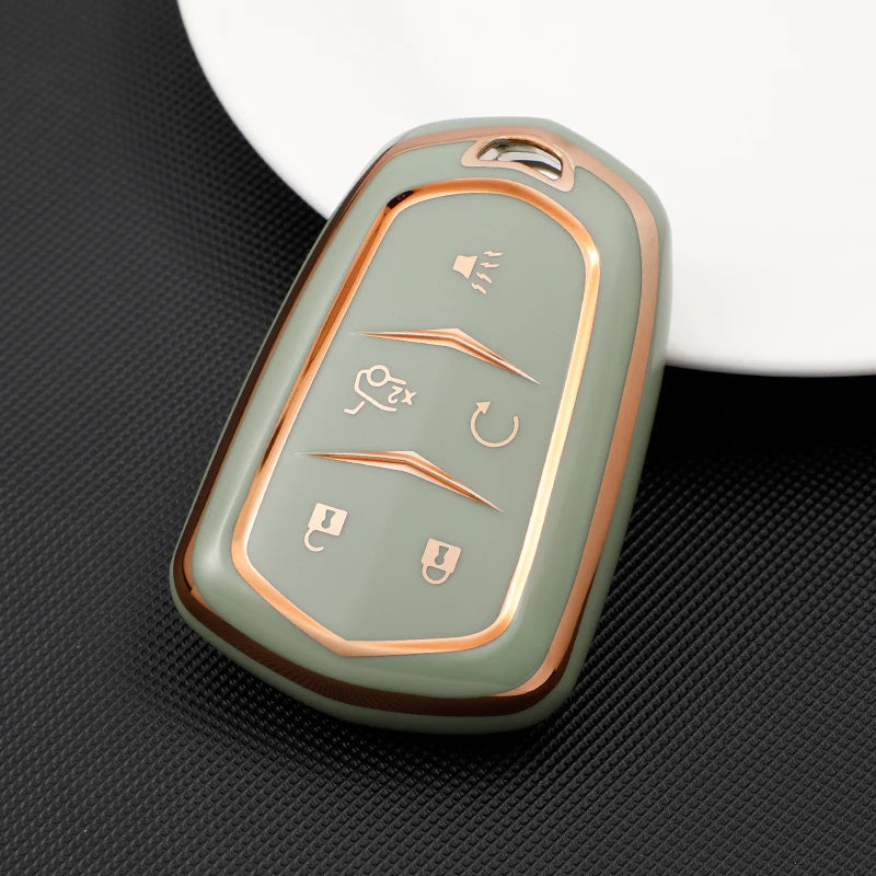 For Cadillac ATS CT6 CTS DTS XT5 Escalade ESV SRX STS XTS ELR 2014 - 2018 TPU Car Smart Key Cover Case Key Fob Bag Keychain