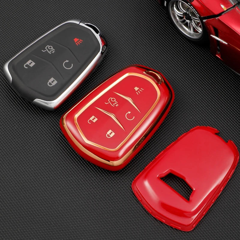 For Cadillac ATS CT6 CTS DTS XT5 Escalade ESV SRX STS XTS ELR 2014 - 2018 TPU Car Smart Key Cover Case Key Fob Bag Keychain